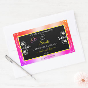 Colorful Rainbow Decor Jewels Logo Label en Black