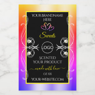 Colorful Rainbow Decor Jewels Logo Label en Black Voedselcontainer Etiket
