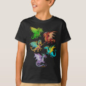 Colorful Rainbow Dragons School T-shirt (Voorkant)