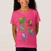Colorful Rainbow Dragons School T-shirt (Voorkant)