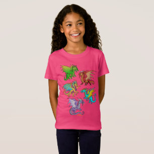 Colorful Rainbow Dragons School T-shirt