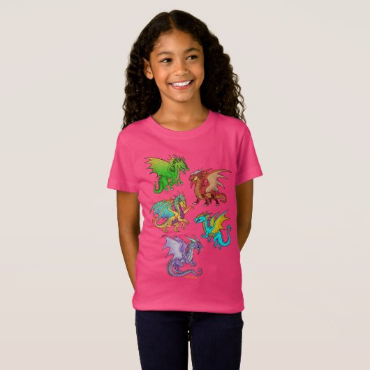 Colorful Rainbow Dragons School T-shirt (Voorkant volledig)