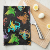 Colorful Rainbow Dragons School Theedoek (Quarter Fold)
