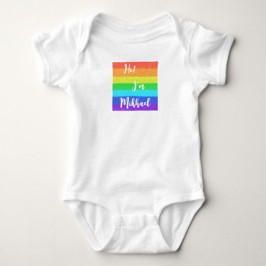 Colorful rainbow gepersonaliseerd Baby Jersey Body Romper (Voorkant)
