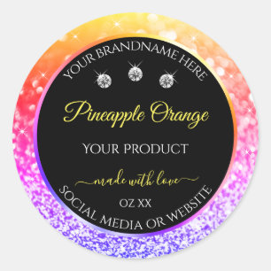 Colorful Rainbow Glitter en Black Product Labels