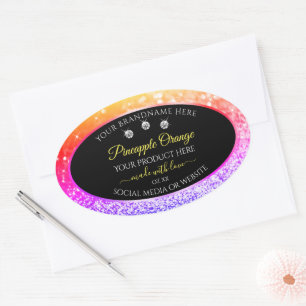 Colorful Rainbow Glitter en Black Product Labels