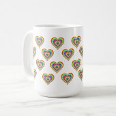 Colorful Rainbow Hearts Patterned Coffee Mok (Voorkant links)