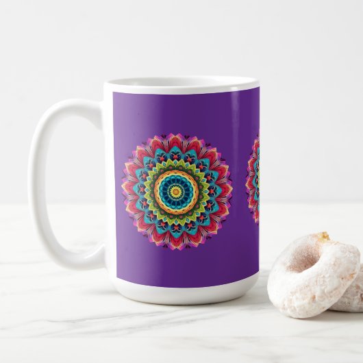 Colorful Rainbow Mandala Mug (Avec donut)