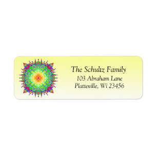 Colorful Rainbow Mandala Zen Label