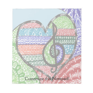 Colorful Rainbow Music Heart Doodle Persoonlijk Notitieblok
