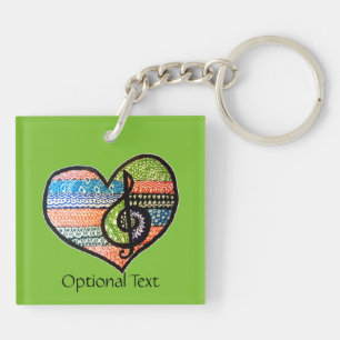 Colorful Rainbow Music Heart Doodle Persoonlijk Sleutelhanger