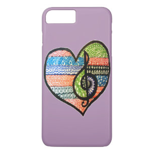 Colorful Rainbow Music Heart gepersonaliseerd iPhone 8 Plus / 7 Plus Hoesje