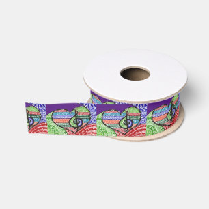 Colorful Rainbow Music Heart Grosgrain Lint