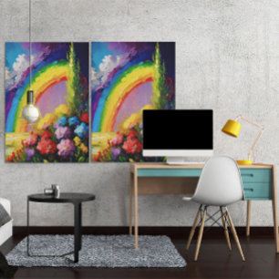 Colorful Rainbow Natuur Scene Neo-impressionisme Canvas Afdruk