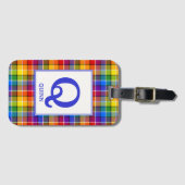 Colorful Rainbow Pset Monogramed Bagagelabel (Voorkant (horizontaal))