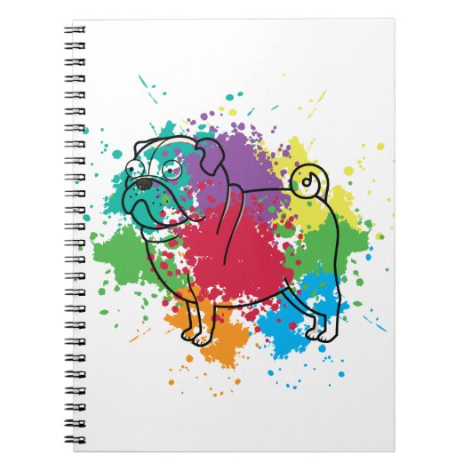 Colorful Rainbow Pug Dog Notitieboek (Voorkant)