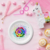 Colorful Rainbow Rose Papieren Bordje (Feest)