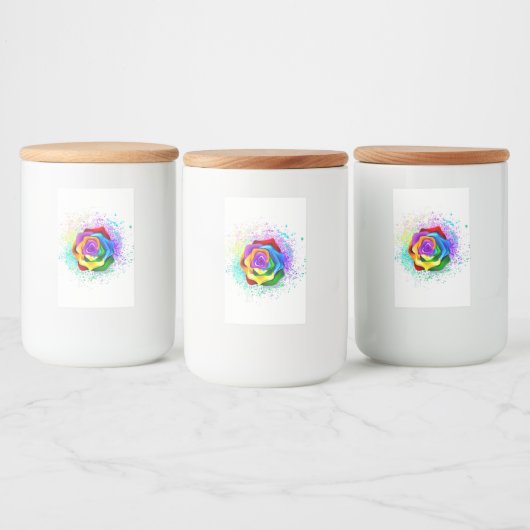 Colorful Rainbow Rose Voedselcontainer Etiket (Flessen)