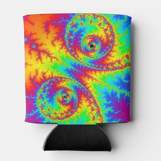 Colorful Rainbow Spiral Fractal Blikjeskoeler (Achterkant)