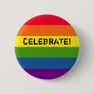 Colorful Rainbow Stripes Celebration Ronde Button 5,7 Cm