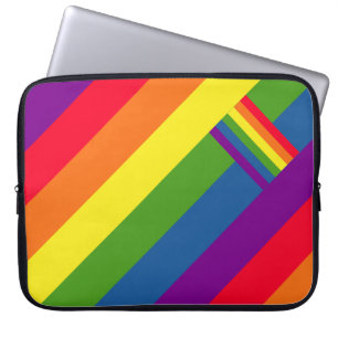 Colorful Rainbow Stripes Celebration with Flag Laptop Sleeve