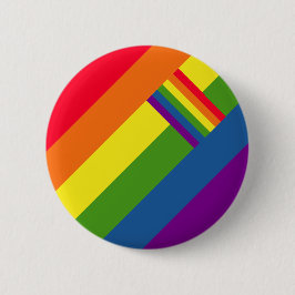 Colorful Rainbow Stripes Celebration with Flag Ronde Button 5,7 Cm