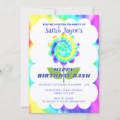 Colorful Rainbow Tie Dye Birthday Invitation (Devant)