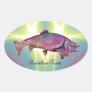 COLORFUL RAINBOW TROUW OVALE STICKER