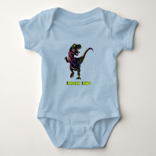 Colorful Rainbow Velociraptor Dinosaur Art Romper