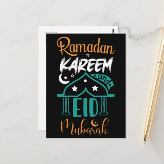 Colorful Ramadan Kareem Eid Mubarak Briefkaart (Voorkant / Achterkant in situ)