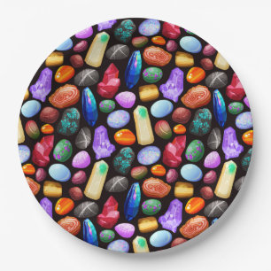 Colorful Realistic Rock en Crystal Pattern Papieren Bordje