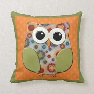 Colorful Red Blue Paars Owl Oranje Green Pillow Kussen