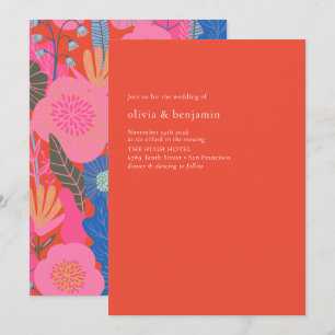 Colorful Red Boho Floral minimalistisch modern huw Kaart