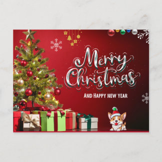 Colorful Red en Green Merry-kerstkaart Briefkaart