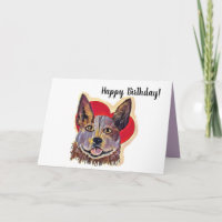 Colorful Red Merle PopArt Cattle Dog Love Heart
