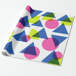 Colorful Retro 90s Neon Geometric Shapes Cadeaupapier