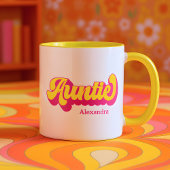 Colorful Retro Auntie Custom Name Mug