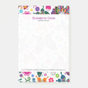 Colorful Retro Butterflies & Flowers Patroon Post-it® Notes