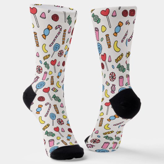 Colorful Retro Cartoon Candy Pattern Socks Sokken (Gebogen)