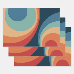 Colorful retro cirkels design inpakpapier vel