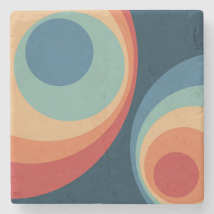Colorful retro cirkels design stenen onderzetter