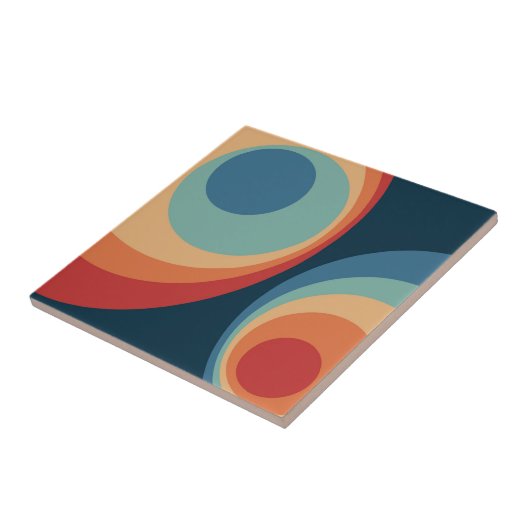 Colorful retro cirkels design tegeltje (Zijkant)