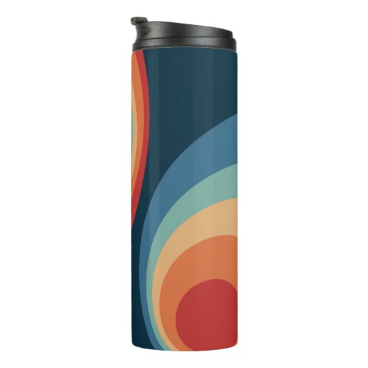 Colorful retro cirkels design thermosbeker (Geroteerd rechts)