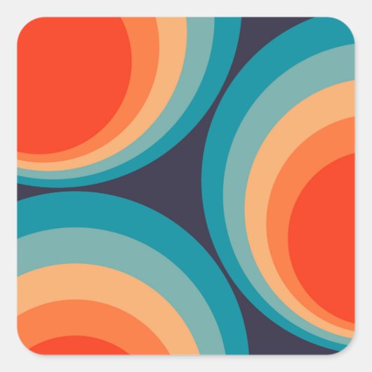 Colorful retro cirkels design vierkante sticker (Voorkant)