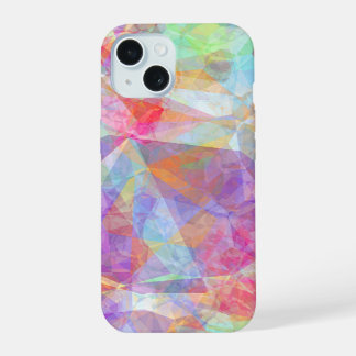 Colorful Retro Cool Polygon Mosaic Art Patroon iPhone 15 Hoesje