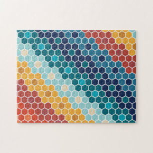 Colorful Retro Floral Mosaic Hexagon Pattern Legpuzzel