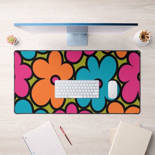 Colorful Retro Floral Pattern Bureaumat (Kantoor 1)