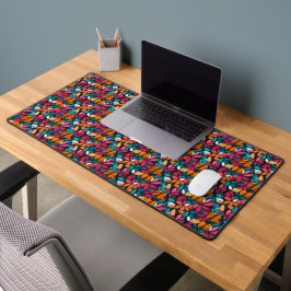Colorful Retro Floral Pattern Bureaumat