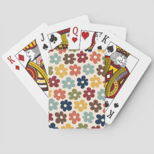 Colorful Retro Floral Pattern Pokerkaarten