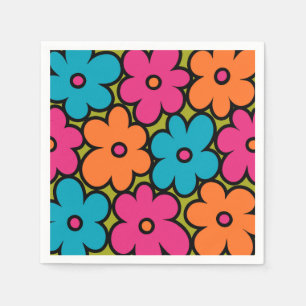 Colorful Retro Floral Pattern Servet